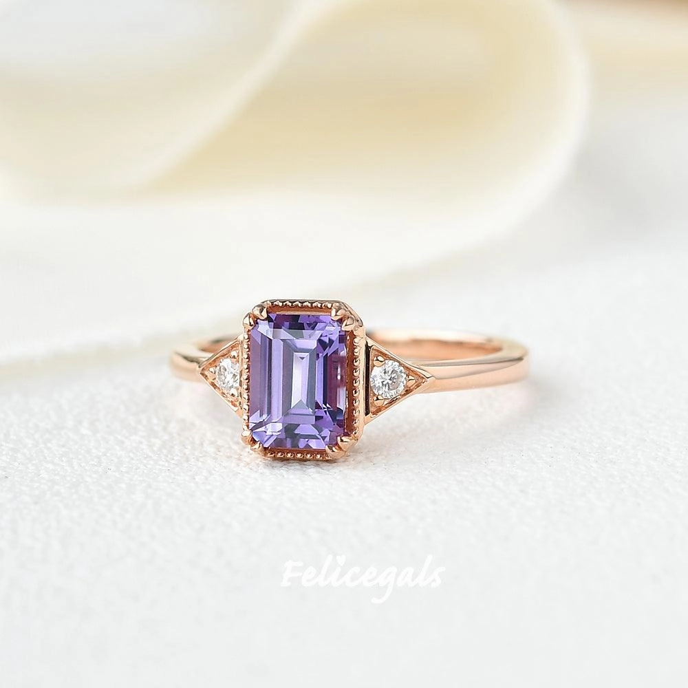 Creative Craft Custom Craft 1.5ct Emerald Cut Amethyst Geometric Ring