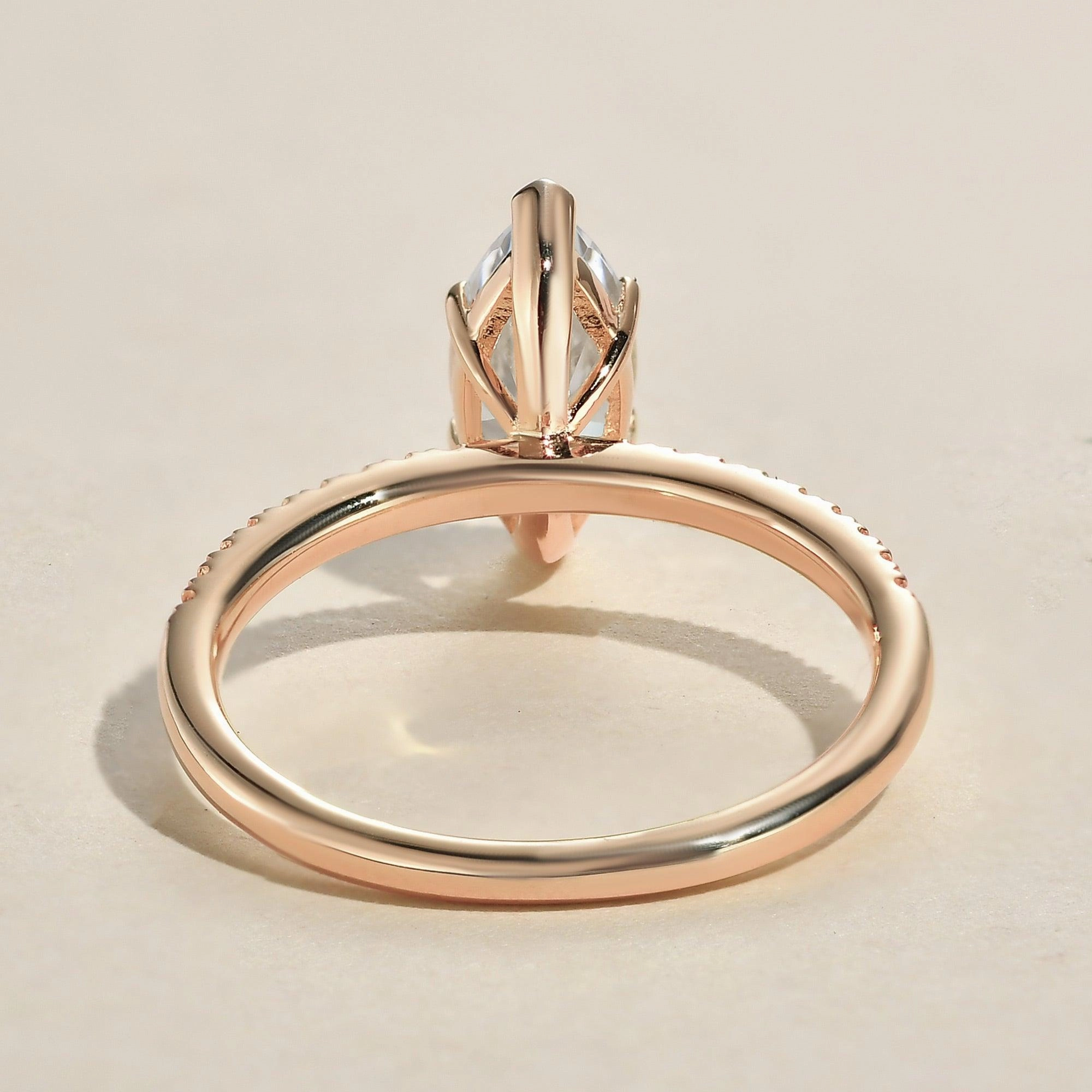 Fashion highlight 1.5ct Marquise Moissanite Pave Classic Solitaire Engagement Ring