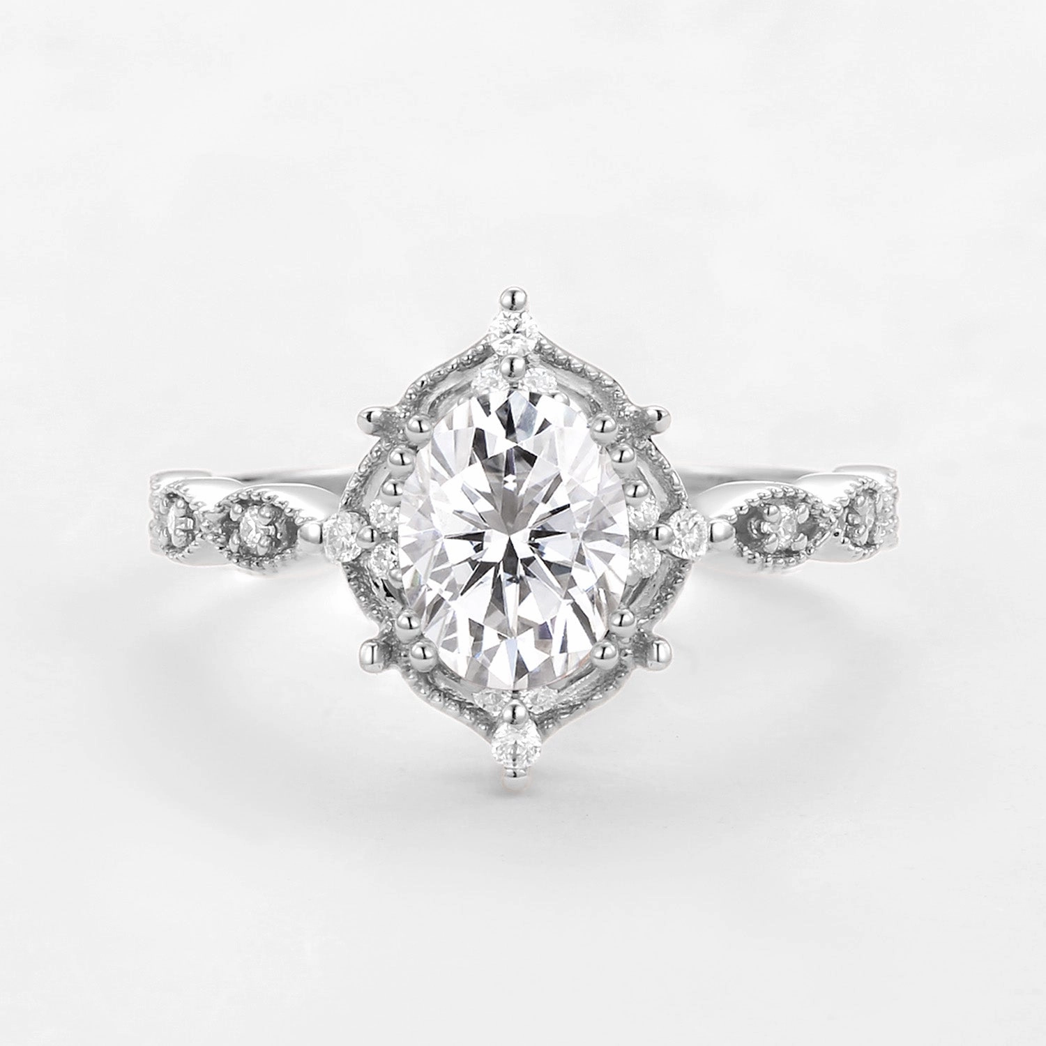 1.5ct Moissanite Signature Vintage Engagement Ring - The ??Charlotte?? Ring Weekend Light