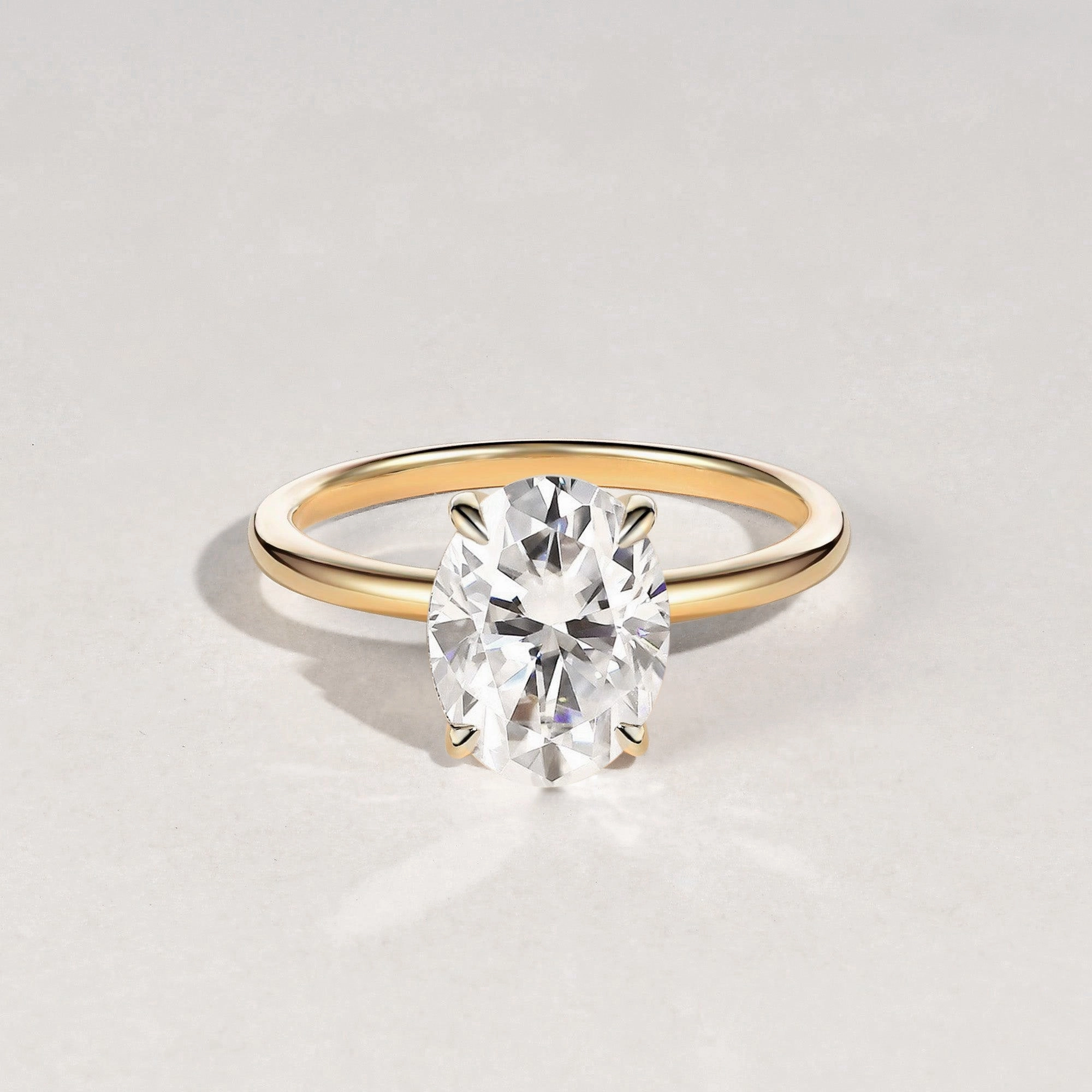 Elegant Statement Everyday Mood 1.5ct Oval 4-Prong Moissanite Classic Solitaire Ring