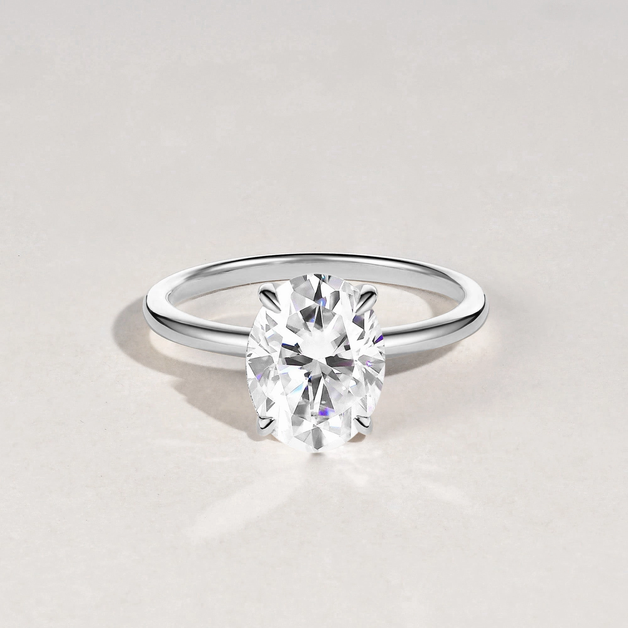 1.5ct Oval 4-Prong Moissanite Classic Solitaire Ring Lightweight Accent Chic Glance