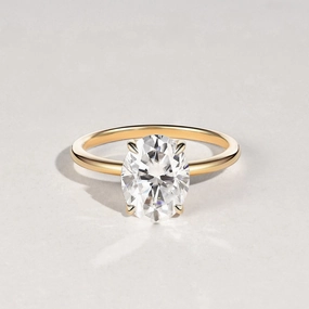 Elegant Statement Everyday Mood 1.5ct Oval 4-Prong Moissanite Classic Solitaire Ring