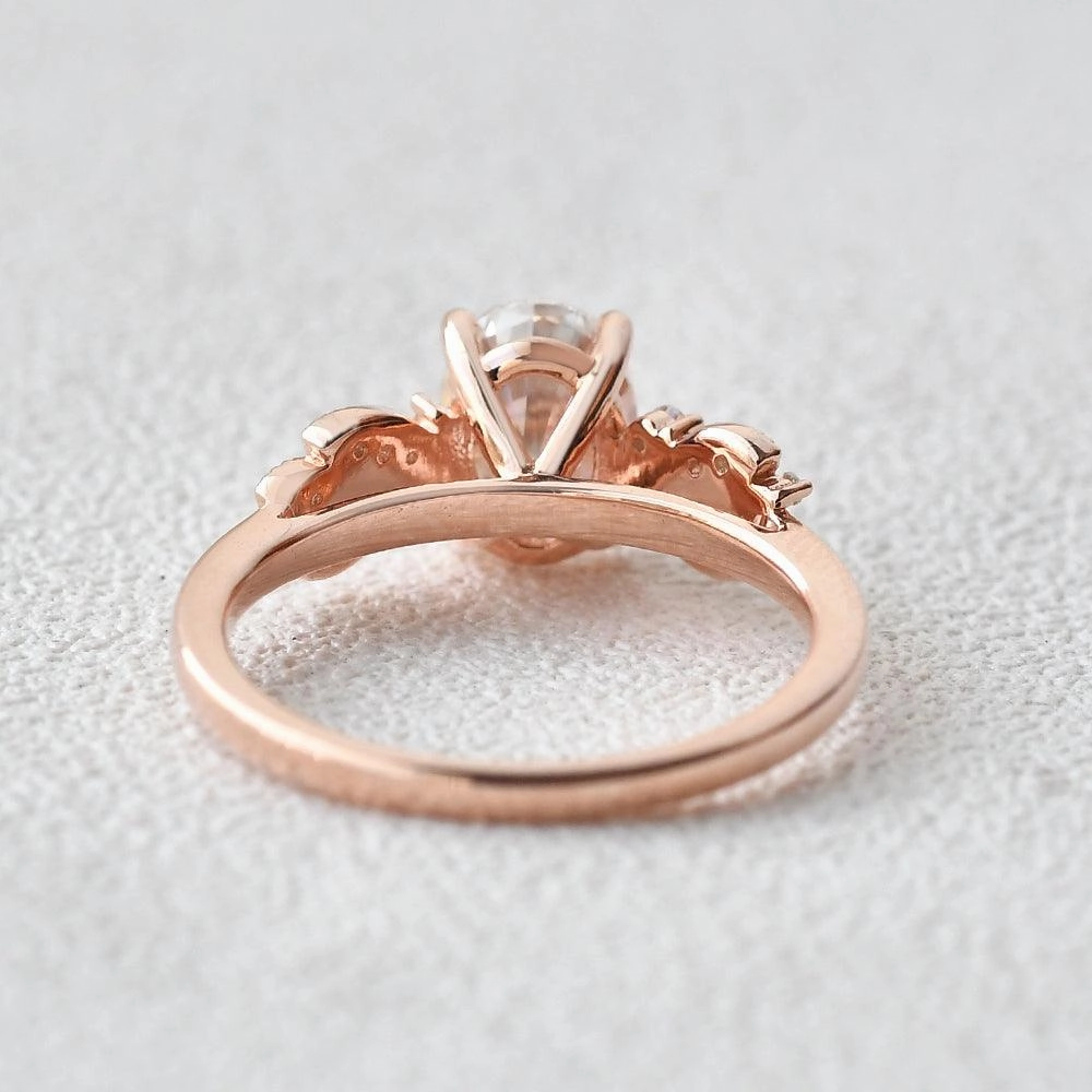 1.5ct Oval Moissanite Butterfly Cluster Ring Gift For Him Understated Finish