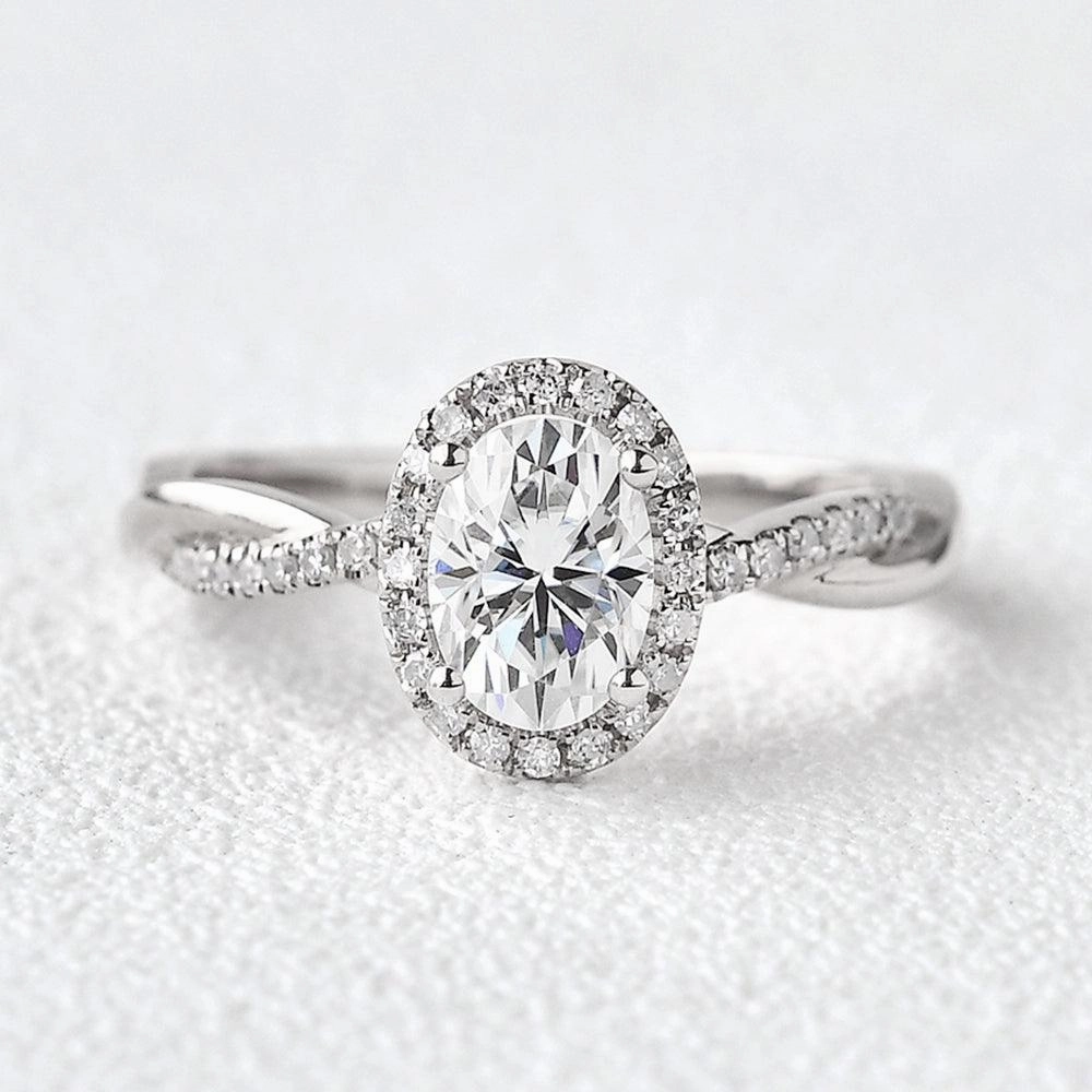 Chic Day 1.5ct Oval Moissanite Twist Vintage Halo Ring