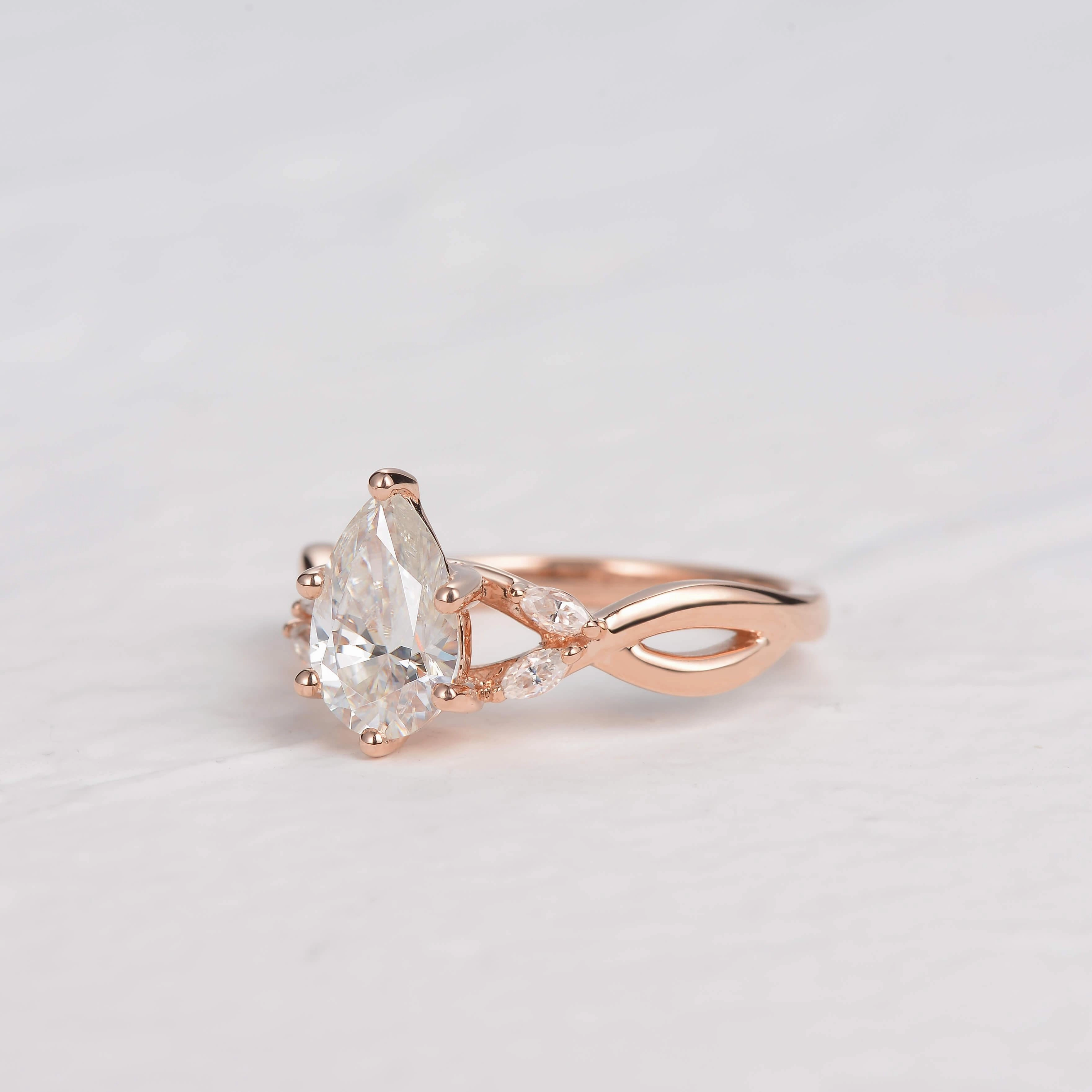 1.5ct Pear Moissanite Infinity Six-prong Ring Perfect Gift Fashion pieces