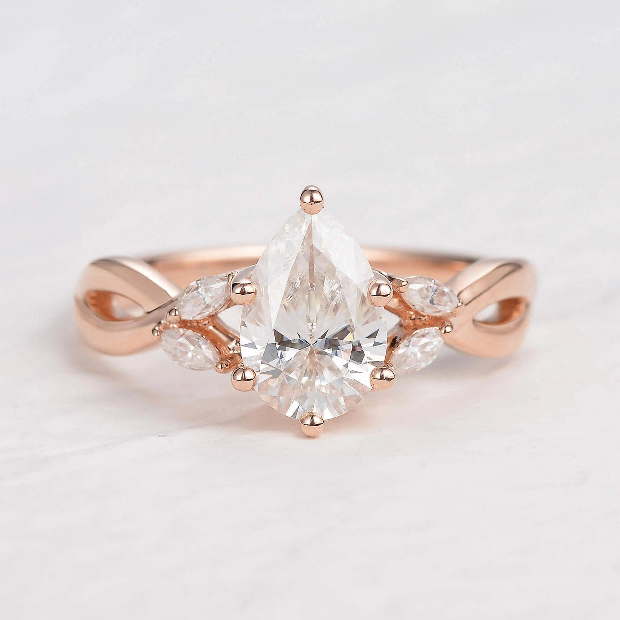 1.5ct Pear Moissanite Infinity Six-prong Ring Allure Accent