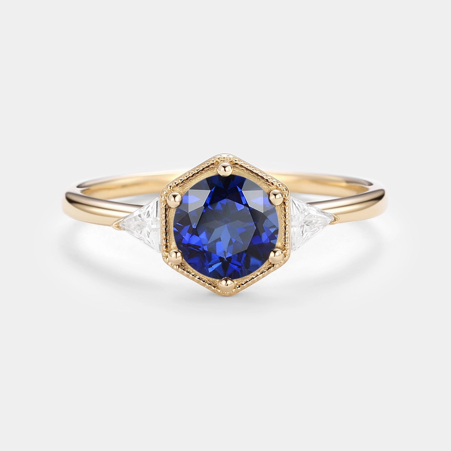 1.5ct Round Cut Sapphire Geometric Ring Cultural Event