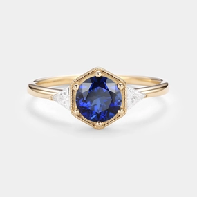 1.5ct Round Cut Sapphire Geometric Ring Cultural Event