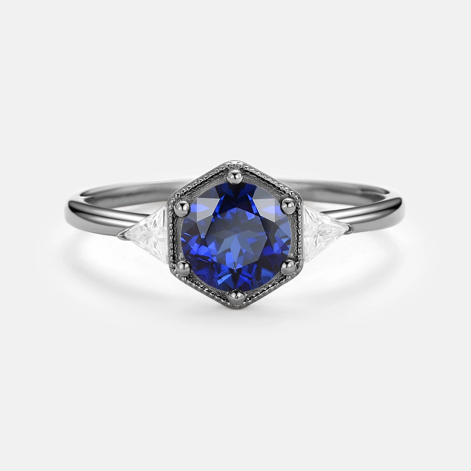 1.5ct Round Cut Sapphire Geometric Ring Daily Detail Cozy Detail