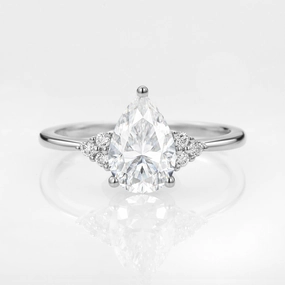 Fresh Detail Elegant accessories 1.5ct Signature Pear Moissanite Vintage Cluster Ring - Lydia