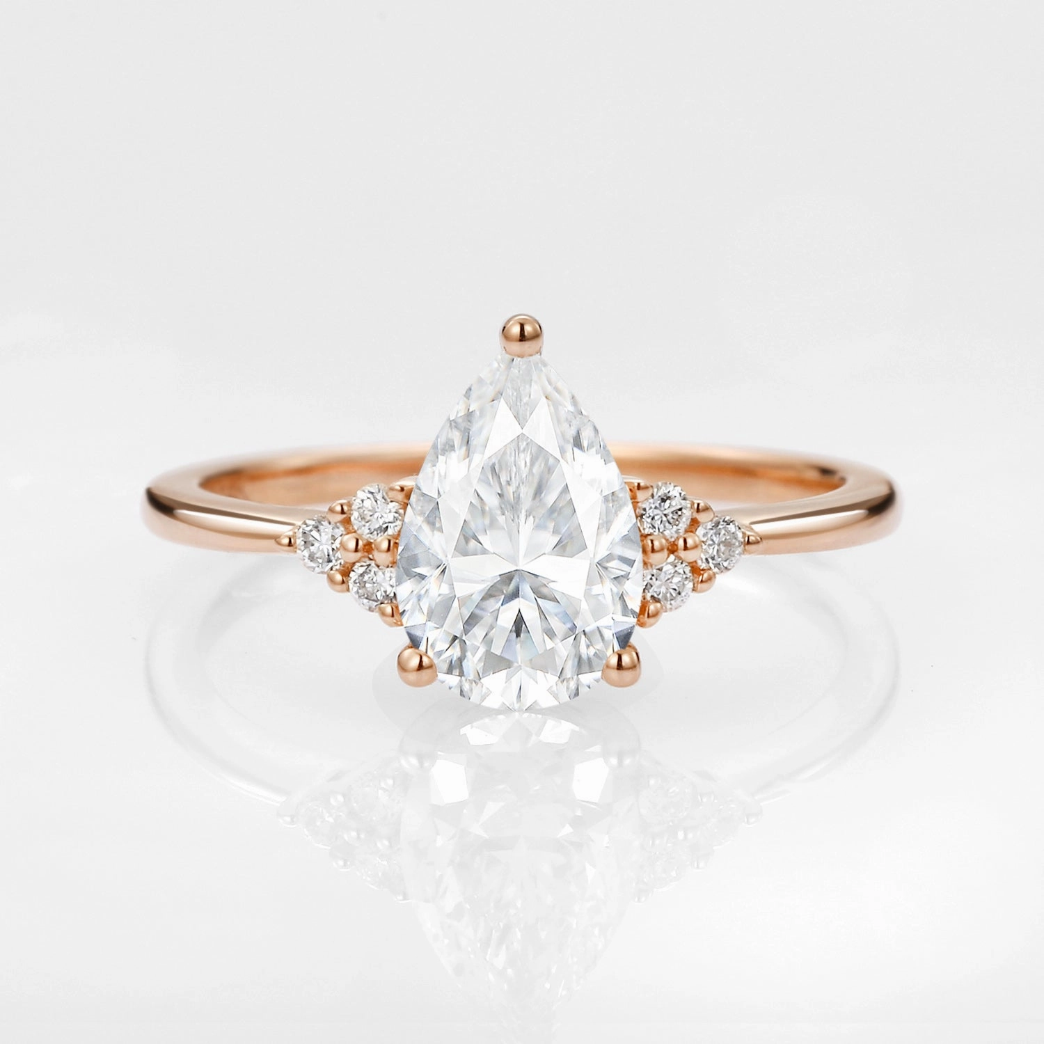 Layer Look Minimal Feature 1.5ct Signature Pear Moissanite Vintage Cluster Ring - Lydia