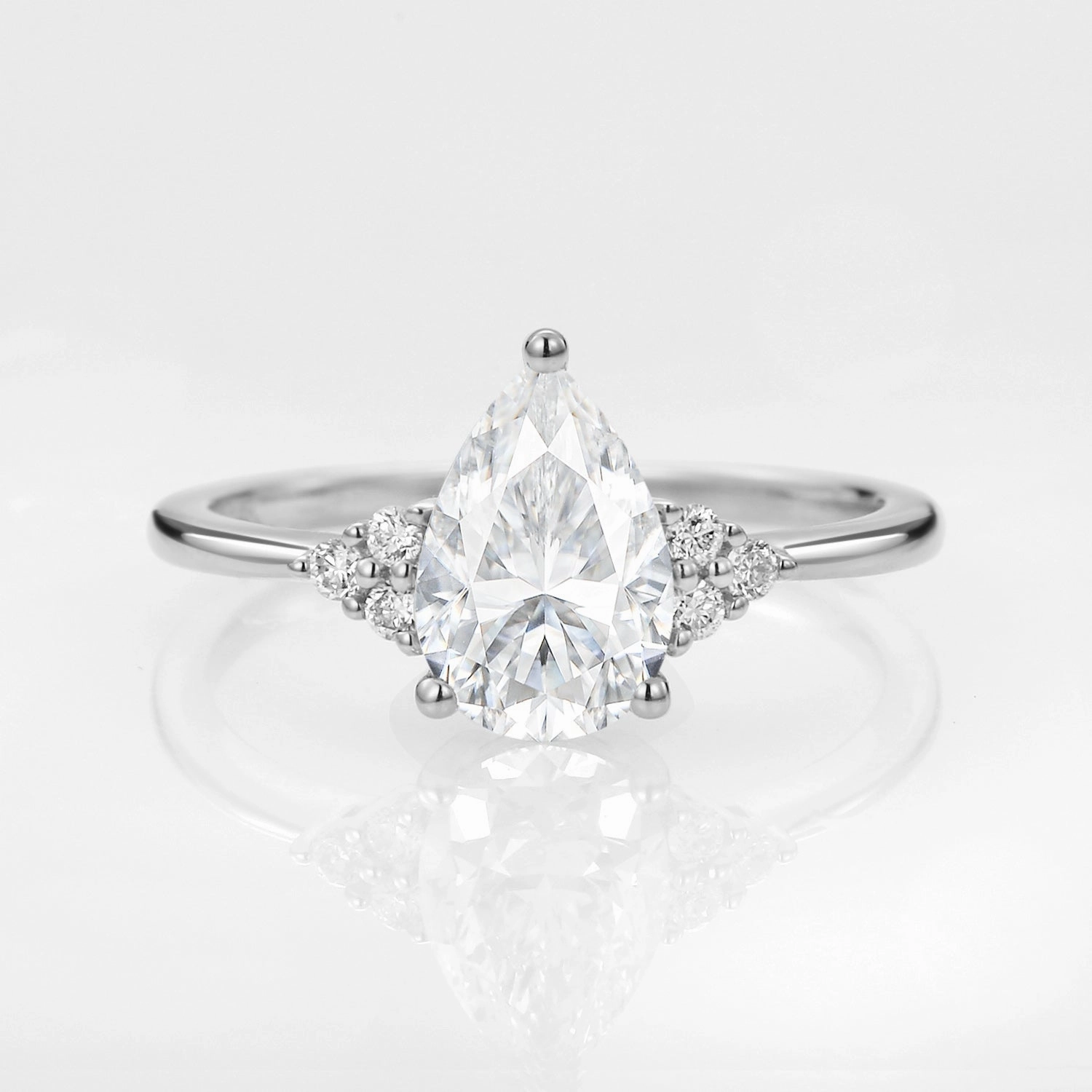 Fresh Detail Elegant accessories 1.5ct Signature Pear Moissanite Vintage Cluster Ring - Lydia