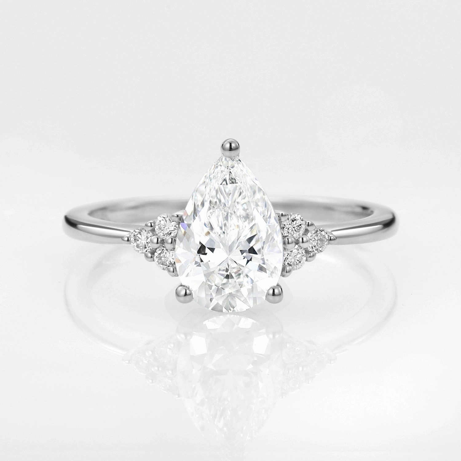 Unique Features 1.5ct Signature Pear Moissanite Vintage Cluster Ring - Lydia