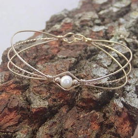 1-Bead Freshwater Pearl Gold Filled Wire Wrapped Bracelet Memorable Amalgamations