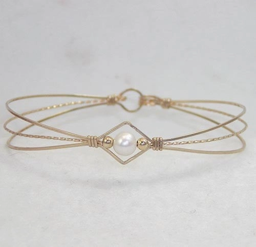 Easy Breezy Enduring Combinations 1-Bead Freshwater Pearl Gold Filled Wire Wrapped Bracelet