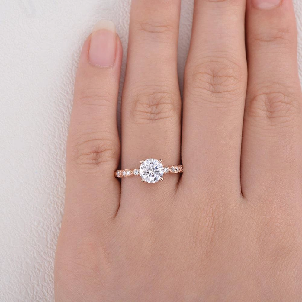 Timeless Piece Fashion Layer 1ct Moissanite Rose Gold Four Prongs Ring