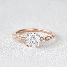 Elegant Flow Silhouetted Shine 1ct Moissanite Rose Gold Four Prongs Ring