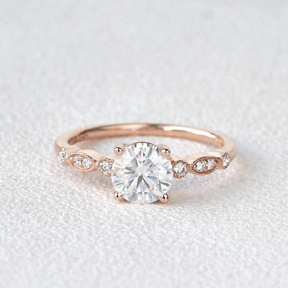 Pastel Light High impact 1ct Moissanite Rose Gold Four Prongs Ring