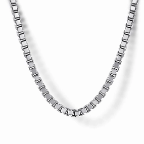Stunning Piece Street Style 22" 2.5mm 925 Sterling Silver Solid Mens Box Chain Necklace