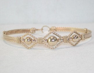 3-Bead Point Gold Bead Wire Wrapped Bracelet Complete Selection