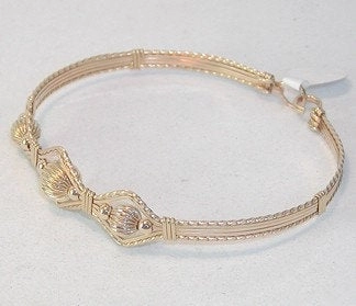 gender-neutral 3-Bead Point Gold Filled Fluted Beads Wire Wrapped Bracelet