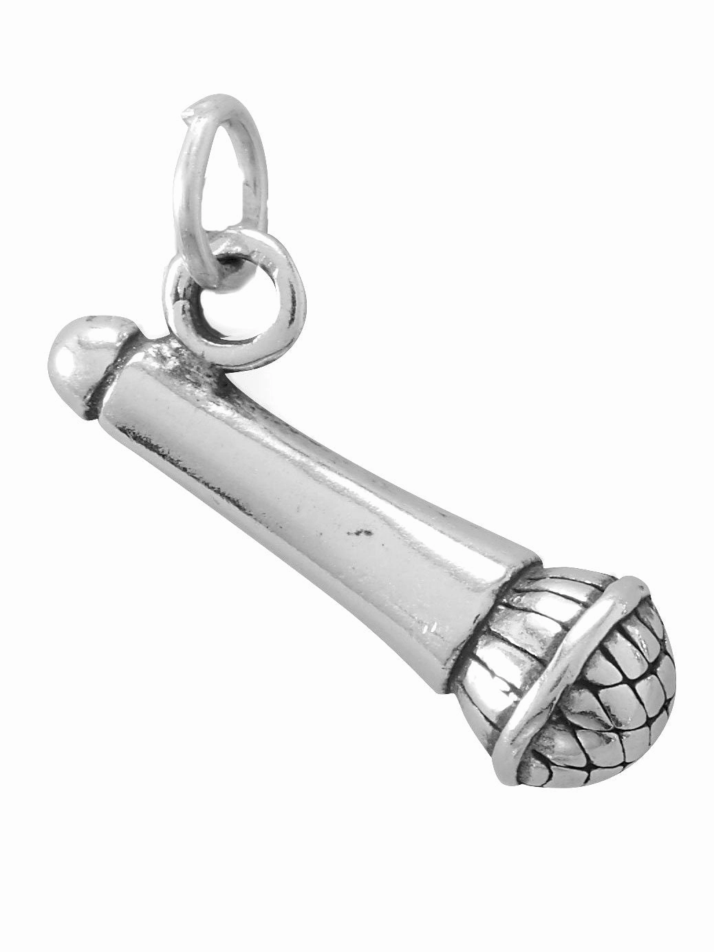 Effortless Touch Exclusive piece 3-D Handheld Microphone Charm Sterling Silver