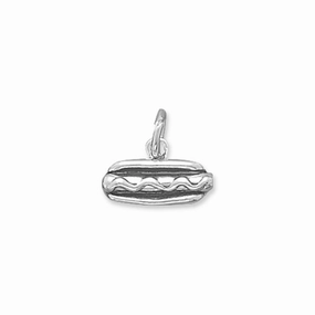Daily Detail Stylish Addition 3-D Hot Dog Charm Sterling Silver - Made in the USA