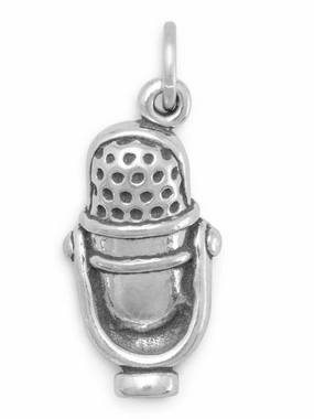 3-D Microphone Charm Sterling Silver - Made in the USA Classic Layer