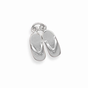 Vibrant Glow 3-D Moveable Pair of Sandals Flip Flops Charm Sterling Silver