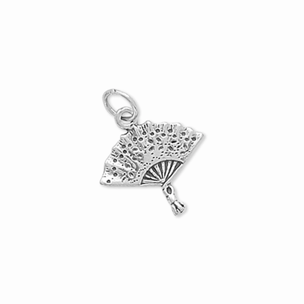 Classic Pieces 3-D Old Fashioned Victorian Fan Charm Sterling Silver