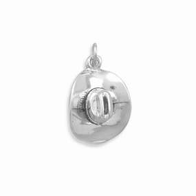 Classy Vibe 3D Cowboy Hat Charm Sterling Silver, Made in the USA