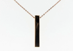 Locket Piece 3D Vertical Bar Necklace in Rose Gold