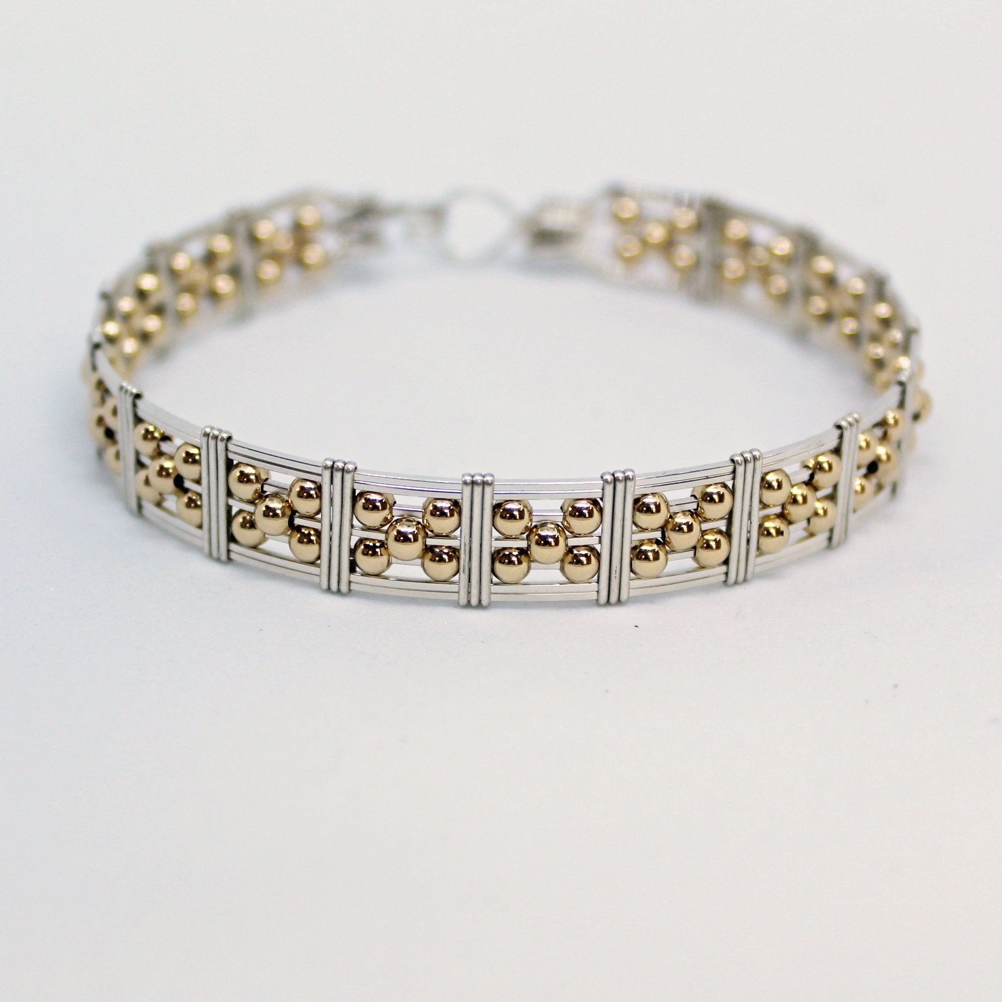 Boundless Perspective 5-Bead Star 14kt Gold Filled Beads Sterling Silver Wire Bracelet