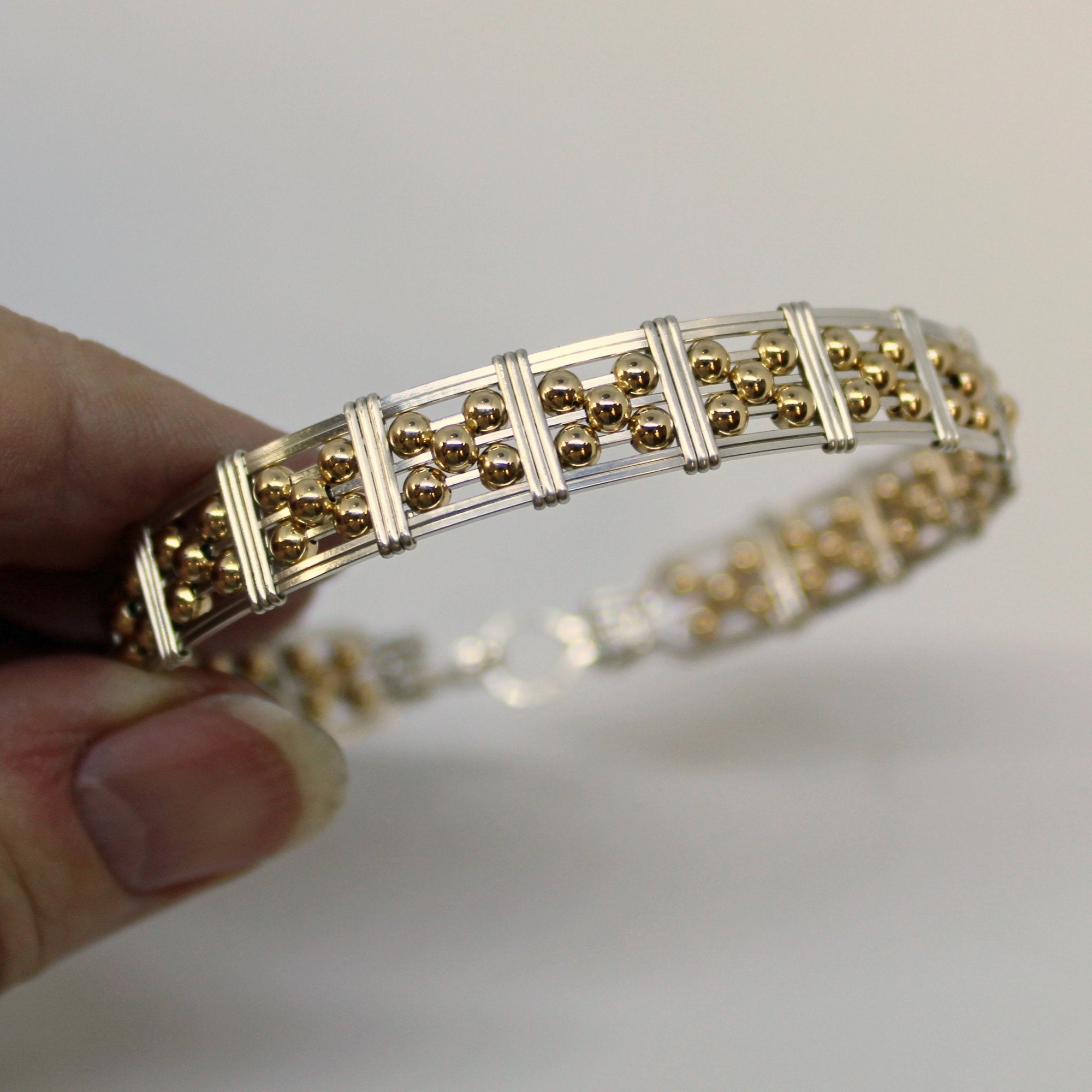 5-Bead Star 14kt Gold Filled Beads Sterling Silver Wire Bracelet Amusing Feature Known View