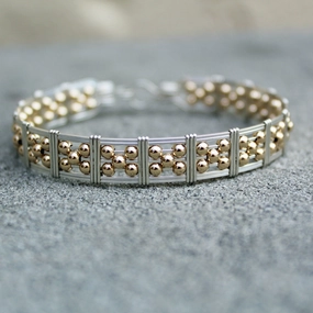 5-Bead Star 14kt Gold Filled Beads Sterling Silver Wire Bracelet Modern Marvel