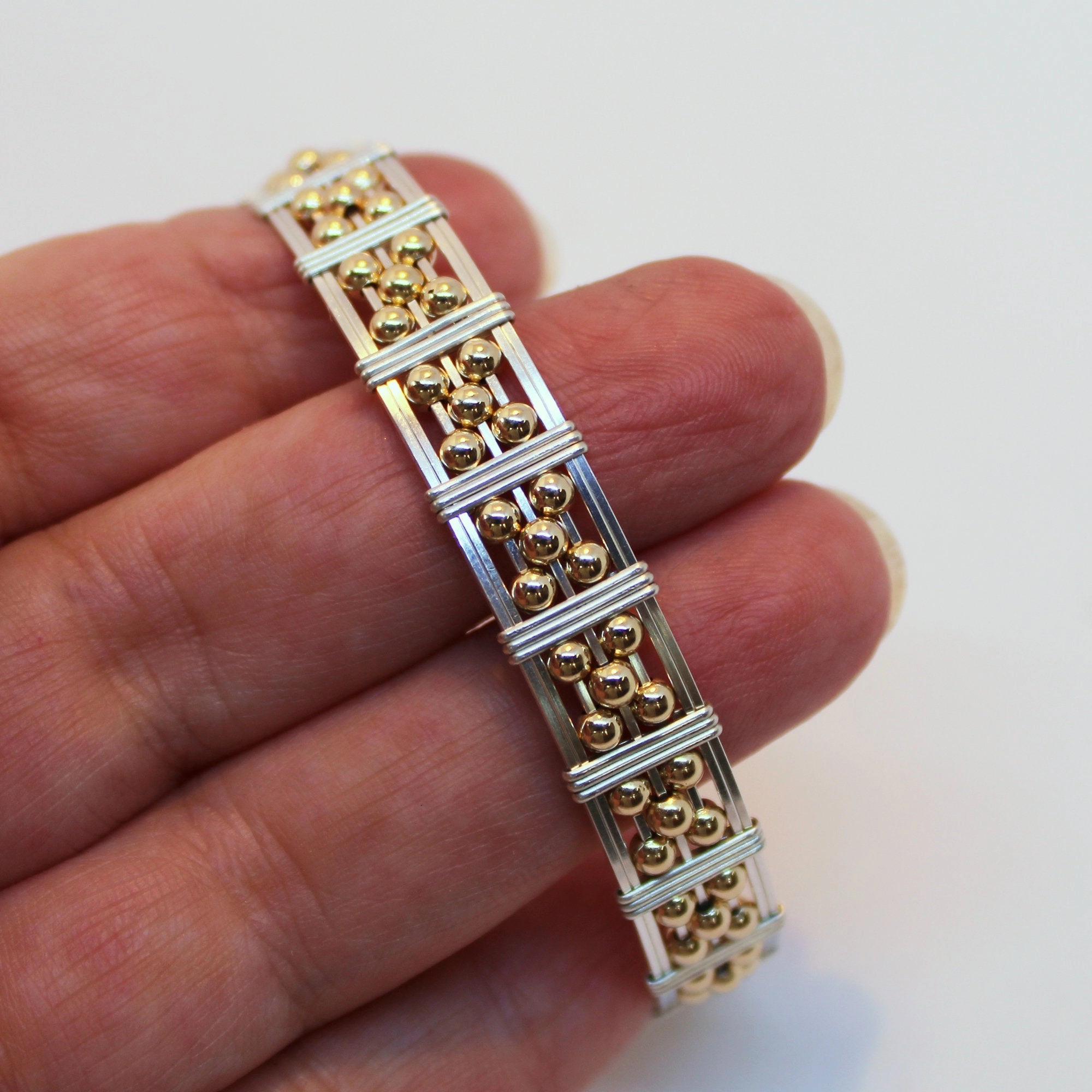 5-Bead Star 14kt Gold Filled Beads Sterling Silver Wire Bracelet Quick Favorite Recognizable Design