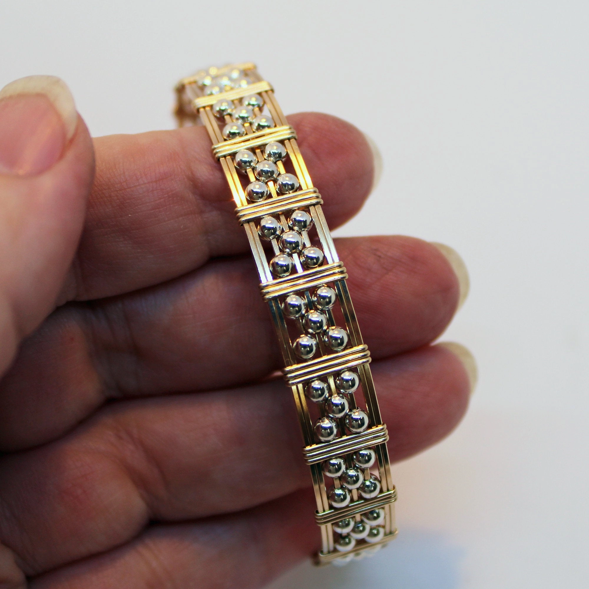 5-Bead Star 3mm Sterling Silver Beads 14kt Gold Filled Wire Bracelet Daytime Charm