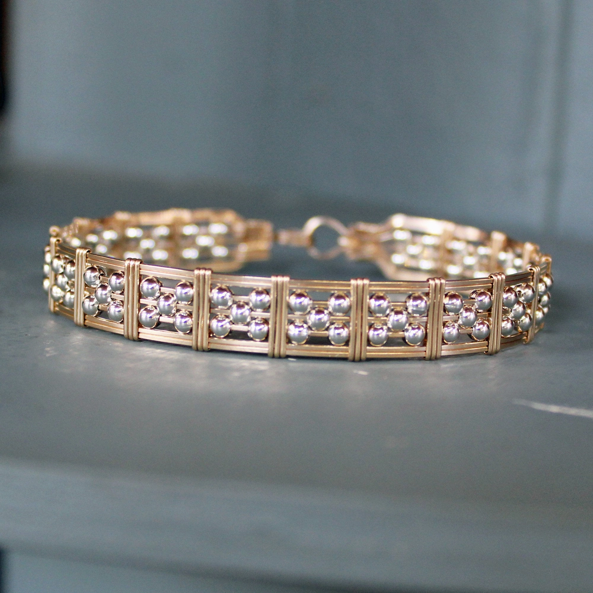 Quality pick 5-Bead Star 3mm Sterling Silver Beads 14kt Gold Filled Wire Bracelet