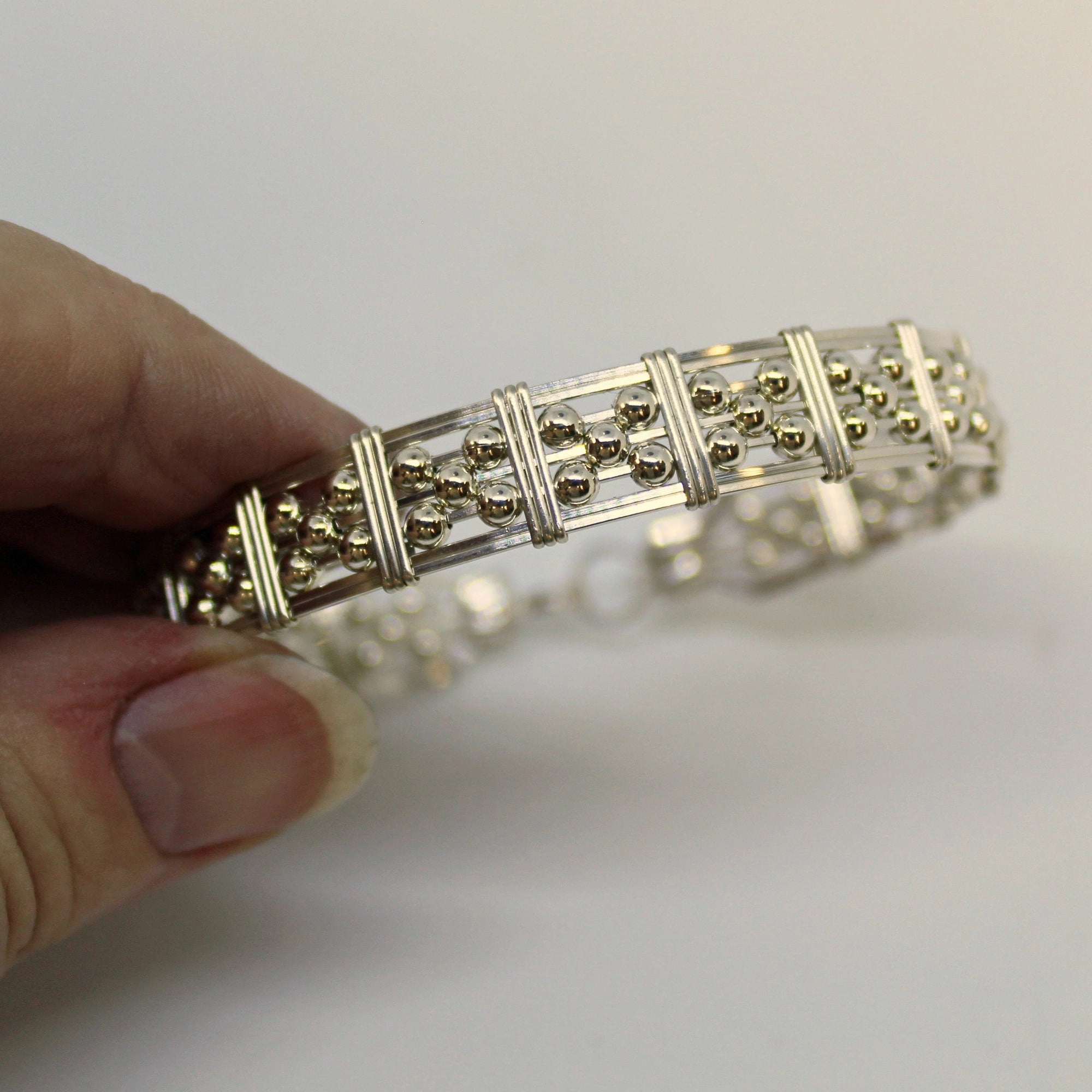 5-Bead Star 3mm Sterling Silver Beads Wire Wrapped Bracelet Happy Combinations