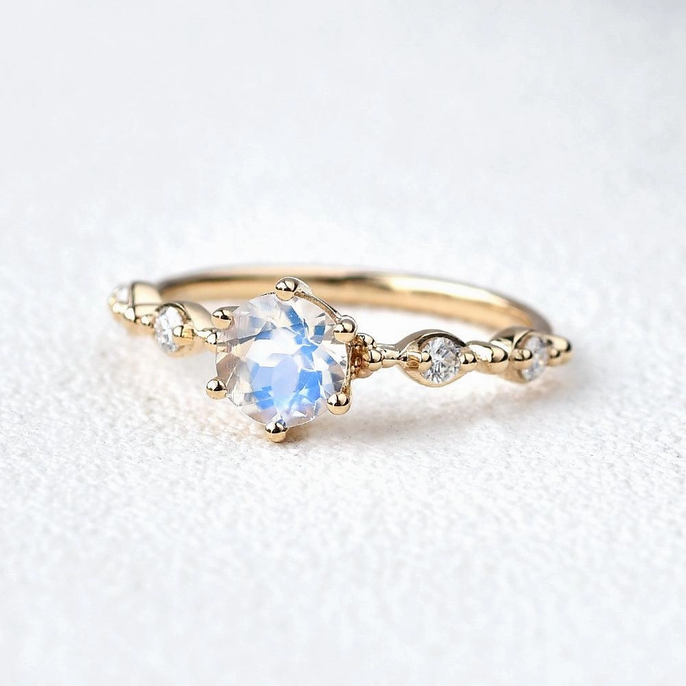 Instant Style 6mm Blue Moonstone Rose Gold Ring