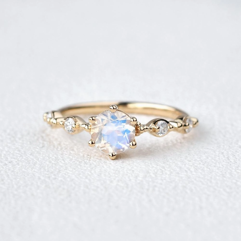 Statement Look Sophisticated Appeal 6mm Blue Moonstone Rose Gold Ring