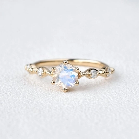 Statement Look Sophisticated Appeal 6mm Blue Moonstone Rose Gold Ring