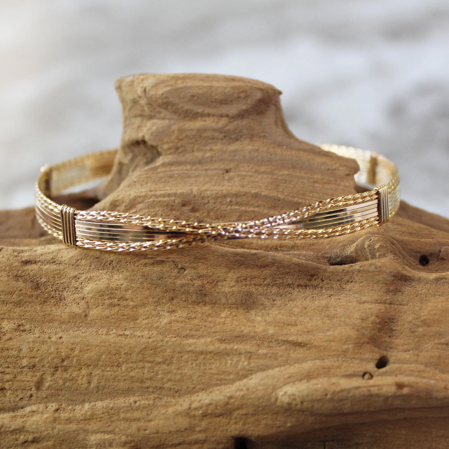 Honored Choice Meaningful Blends 8-Strand Center X Cross Gold Filled Wirewrapped Bracelet