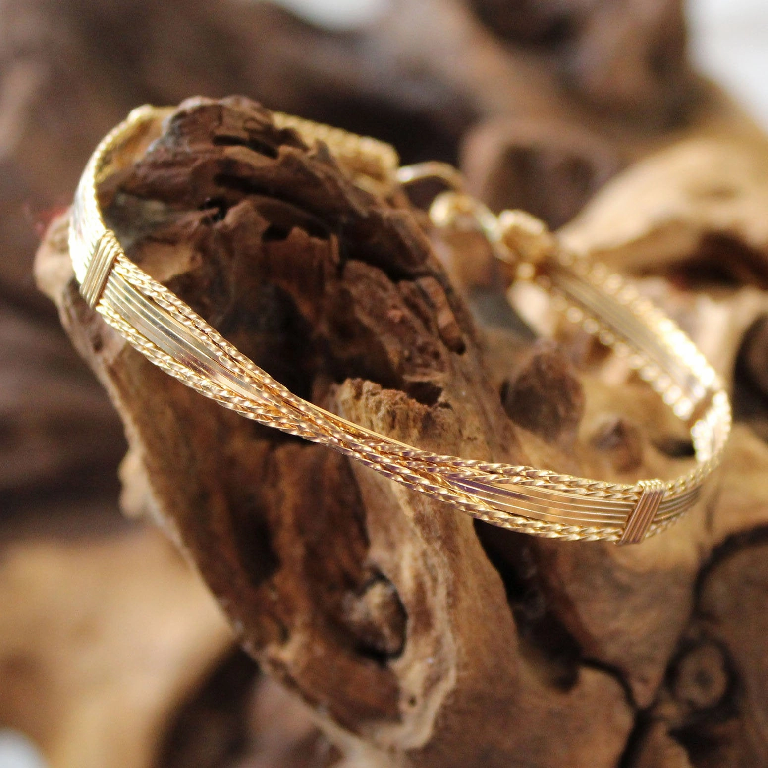 Seamless Experience Global Reach 8-Strand Center X Cross Gold Filled Wirewrapped Bracelet