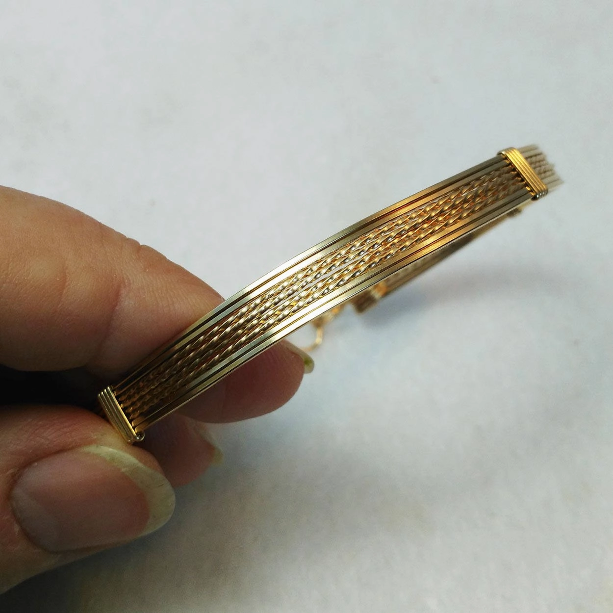 8-strand Gold Filled Wire Wrapped Stackable Bracelet  SSTTTTSS Antique Appeal Unifying Detail