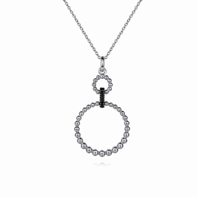 Radiant Jewelry Look 925 Sterling Silver Black Spinel Bujukan Link Drop Necklace