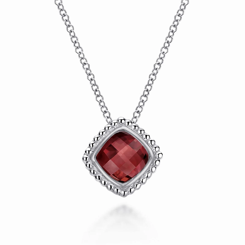 925 Sterling Silver Bujukan Garnet Pendant Necklace Sparkle Boost