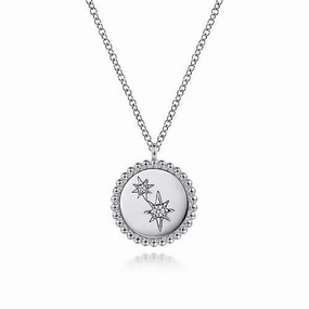 Sleek Design 925 Sterling Silver Diamond Star Pendant Necklace