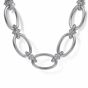 925 Sterling Silver Oval Link Chain Necklace with Bujukan Connectors Pretty Touch Radiant Embellishments