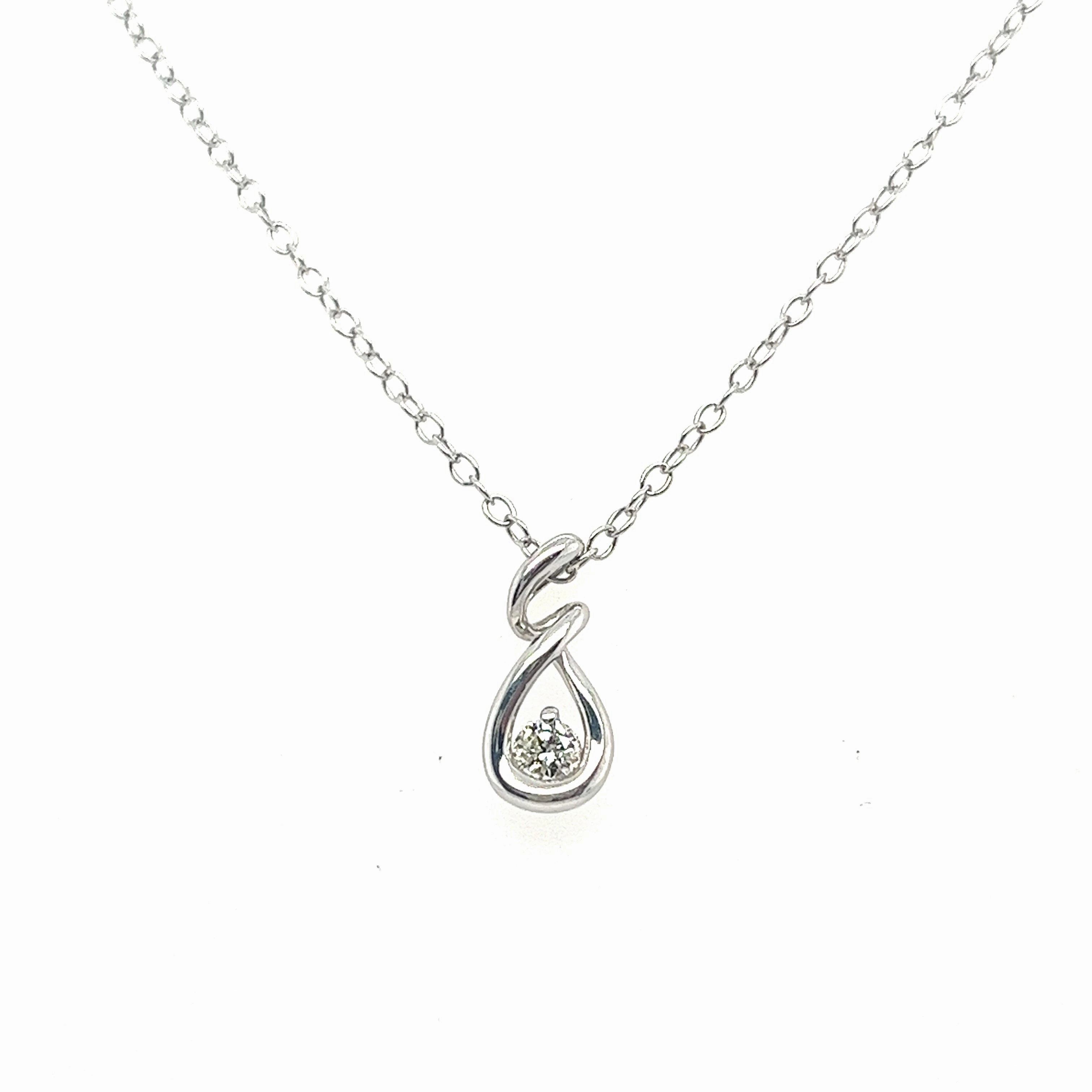 925 White Sterling Silver Round Shape Diamond Solitaire Pendant with a 925 White Sterling Silver Cable Link Necklace (.09ctw) Custom Jewelry